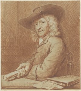 Portræt af tegneren Jan Pietersz. Zoomer, med hat og papirrulle af Norbert van Bloemen