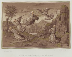 Vision af Sankt Frans af Assisi (farve litho) af Nordmann (after)