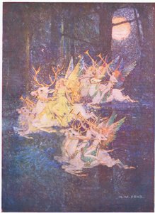 The Fairy Love: Gennem skoven kiggede månen, der så jeg fayerne komme frem (farve litho)