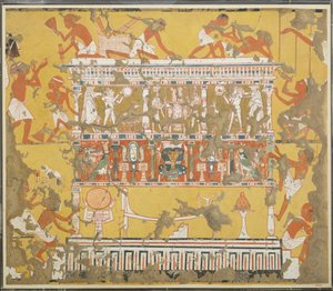 Opbygning af en katafalk, Ipuys grav, ca. 1279–1213 f.Kr. (tempera på papir) af Norman de Garis Davies