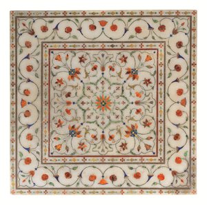 Mughal-fodstøtte i indlagt pietra dura-marmor, ca. 1700 af North Indian School