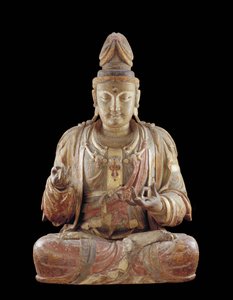 Bodhisattva Guanyin (træ, gesso, mineralpigmenter og guld)