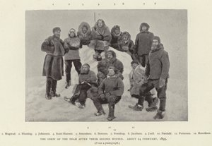 Besætningen på Fram efter deres anden vinter, omkring 24. februar 1895 (s/h-foto) af Norwegian Photographer