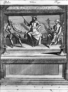 Woden, Thor og Friga, 1670-1680 af Norwegian School