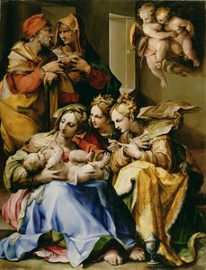 Hellig familie med de hellige Anne, Katarina af Alexandria og Maria Magdalena, ca. 1560-9