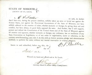 Loyalitetsed af O. S. Fuller fra Missouri, County of St.Louis af O.S. Fuller