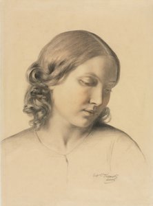 Portræt af en ung kvinde, ca. 1854-1858. af Octave Tassaert