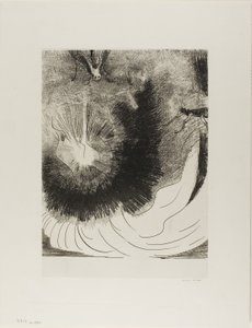 Og der faldt en stor stjerne fra himlen, brændende som den var en lampe, plade 5 af 12 af Odilon Redon