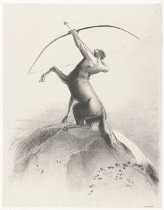 Kentaur peger mod himlen Kentaur sigter mod næsen af Odilon Redon