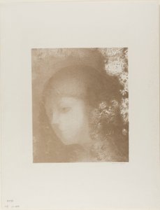 Børnehoved med blomster af Odilon Redon