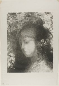 Børnehoved med blomster af Odilon Redon
