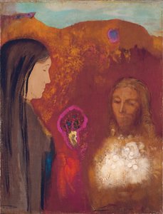 Kristus og den samaritanske kvinde (Den hvide blomsterbuket) af Odilon Redon