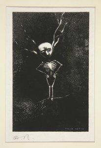 Dans le d?dale des branches la bl?me figure apparaissait (I labyrinten af grene dukkede den blege figur op), fra serien Le jur? (nævningene) af Odilon Redon
