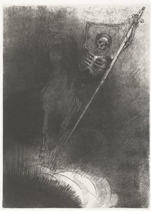 De Dood te paard ...og den, der klatrede på den, hed Døden (titel på objektet) Apocalypse of Saint John (serietitel) Openbaring van Johannes (serietitel) af Odilon Redon