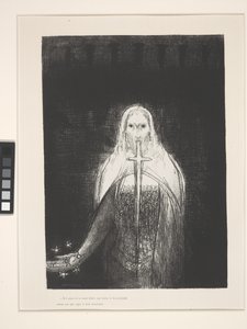 Og han havde syv stjerner i højre hånd... (litografi på kinesisk applikationspapir) af Odilon Redon