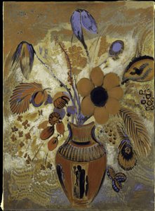 Etruskisk vase med blomster af Odilon Redon