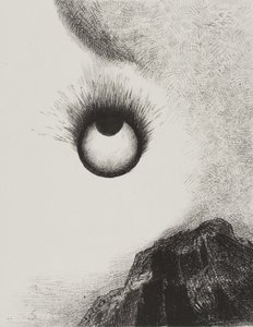 Overalt brænder øjenæblerne, tallerken 9 fra The Temptation of Saint Anthony (1. serie) af Odilon Redon