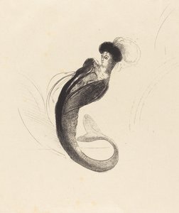 Femme a la torque ornee (Kvinde med en plymerhat) af Odilon Redon