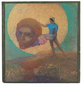 Figur iført et bevinget hoved (The Fall of Icarus) af Odilon Redon