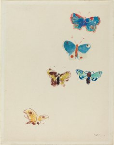 Fem sommerfugle af Odilon Redon