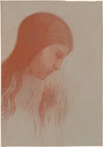 Hoved af en ung pige i profil af Odilon Redon