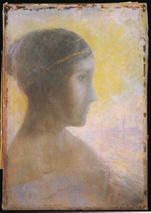 Leder af en ung kvinde i profil, ca. 1895 af Odilon Redon