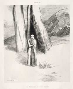 Homage to Goya: A Madman in a Dismal Landscape, 1885. af Odilon Redon