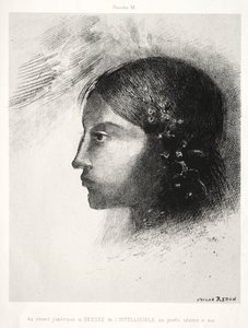 Homage to Goya: Upon Awakening I Saw the Goddess of the Intelligible, 1885. af Odilon Redon