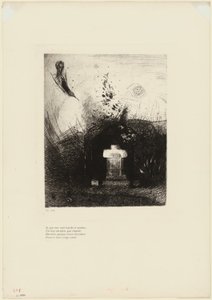 Hvis på en tæt mørk nat en god kristen, af næstekærlighed, bag en gammel ruin, begraver din buede krop, plade 4 af 9 af Odilon Redon