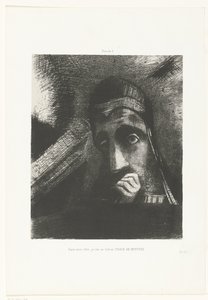 Jeg så i min drøm et mystisk ansigt på himlen Dans mon rêve, je vis au Ciel un VISAGE DE MYSTÈRE (titel på objekt) af Odilon Redon