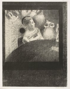In the Spheres (Åndedrættet, der fører levende væsener, er også i SPHERERNE), plade 5 af 6 fra To Edgar Poe af Odilon Redon