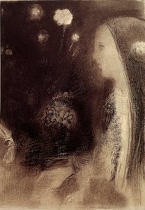 I drømmen Gravering af Odilon Redon (1840-1916) 1879 Paris, privat samling af Odilon Redon