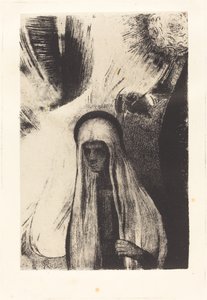 Den gamle kvinde: Hvad er du bange for? Et stort sort hul! Måske er den tom? (Hvad er du bange for? Et bredt sort hul! Det er måske tomt!) af Odilon Redon