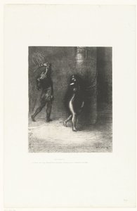 Under det lange hår, der dækkede hendes ansigt, troede jeg, at jeg genkendte Ammonaria Saint-Antoine: ...à travers ses longs chevaux qui lui couvraient la figuren, j
