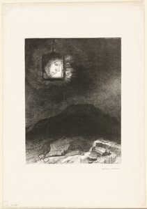 Precarious Glimmering, a Head Suspended from Infinity, plade 3 af 6 af Odilon Redon