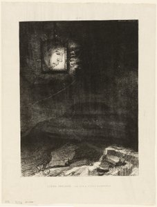 Precarious Glimmering, a Head Suspended from Infinity, plade 3 af 6 af Odilon Redon