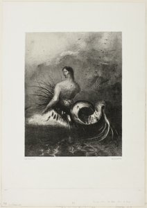 Siren Coming out of the Waves, Dressed in Flames, plade 4 af 8 fra "Les Origines" af Odilon Redon