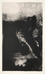 Kimæren med grønne øjne vender, bugter af Odilon Redon