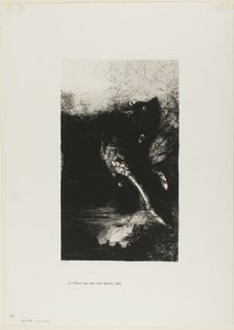 The Chimera with Green eyes Turns, Bays, tallerken 7 fra The Temptation of Saint Anthony (1. serie) af Odilon Redon