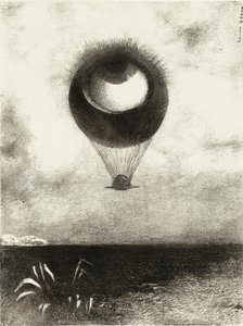 Øjet, som en mærkelig ballon, stiger mod det uendelige. Serie: For Edgar Poe, 1882 af Odilon Redon