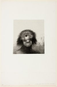 Den misformede polyp flød på kysterne, en slags smilende og hæslige kykloper, plade 3 af 8 fra "Les Origines" af Odilon Redon