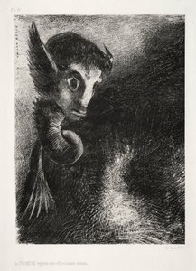 The Night: The Chimera Gazed at All Things with Fear, 1886. af Odilon Redon