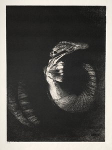 The Temptation of Saint Anthony First Series: It Is a Skull Wreathed with Roses..., 1888. af Odilon Redon