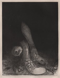 The Temptation of St. Anthony: Flowers Fall and the Head of a Python Appears, 1896. af Odilon Redon