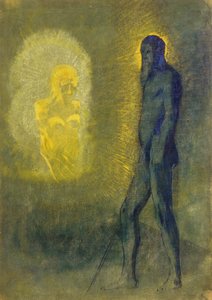 The apparition, ca. 1890 (olie på papir monteret på panel) af Odilon Redon