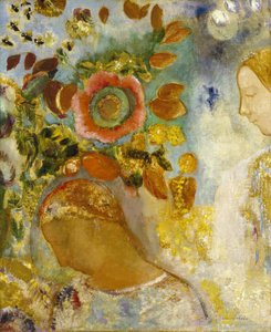 To unge piger blandt blomster af Odilon Redon