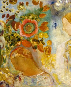 To unge piger blandt blomster, 1912 af Odilon Redon