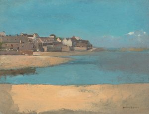 En landsby ved havet i Bretagne af Odilon Redon