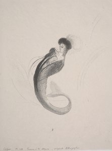Kvinde iført en toque og en havfrues hale af Odilon Redon