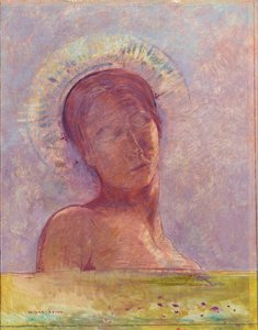 Yeux fermes - Closed Eyes - Painting by Odilon Redon Dani af Odilon Redon